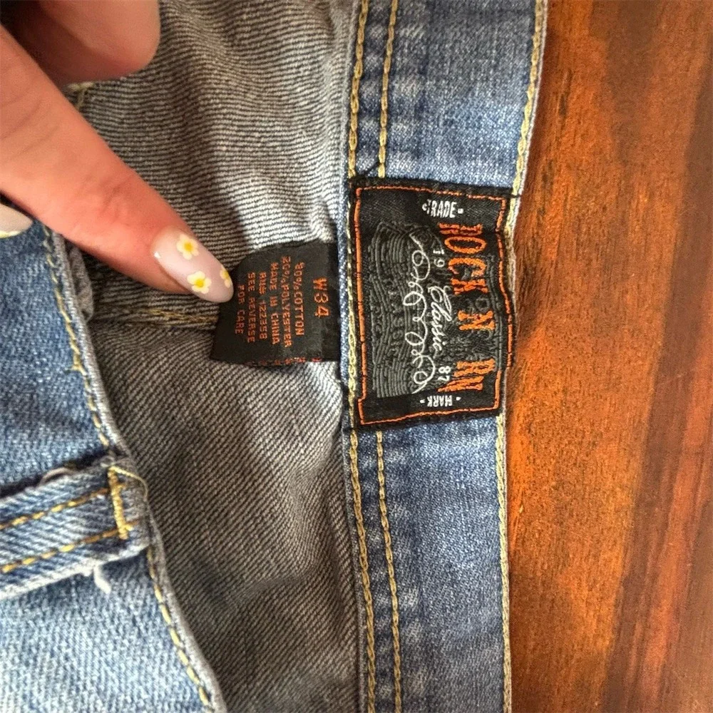 Rock Revival Men's Jean Shorts Size 34 Blue‎ Medium Wash Distressed